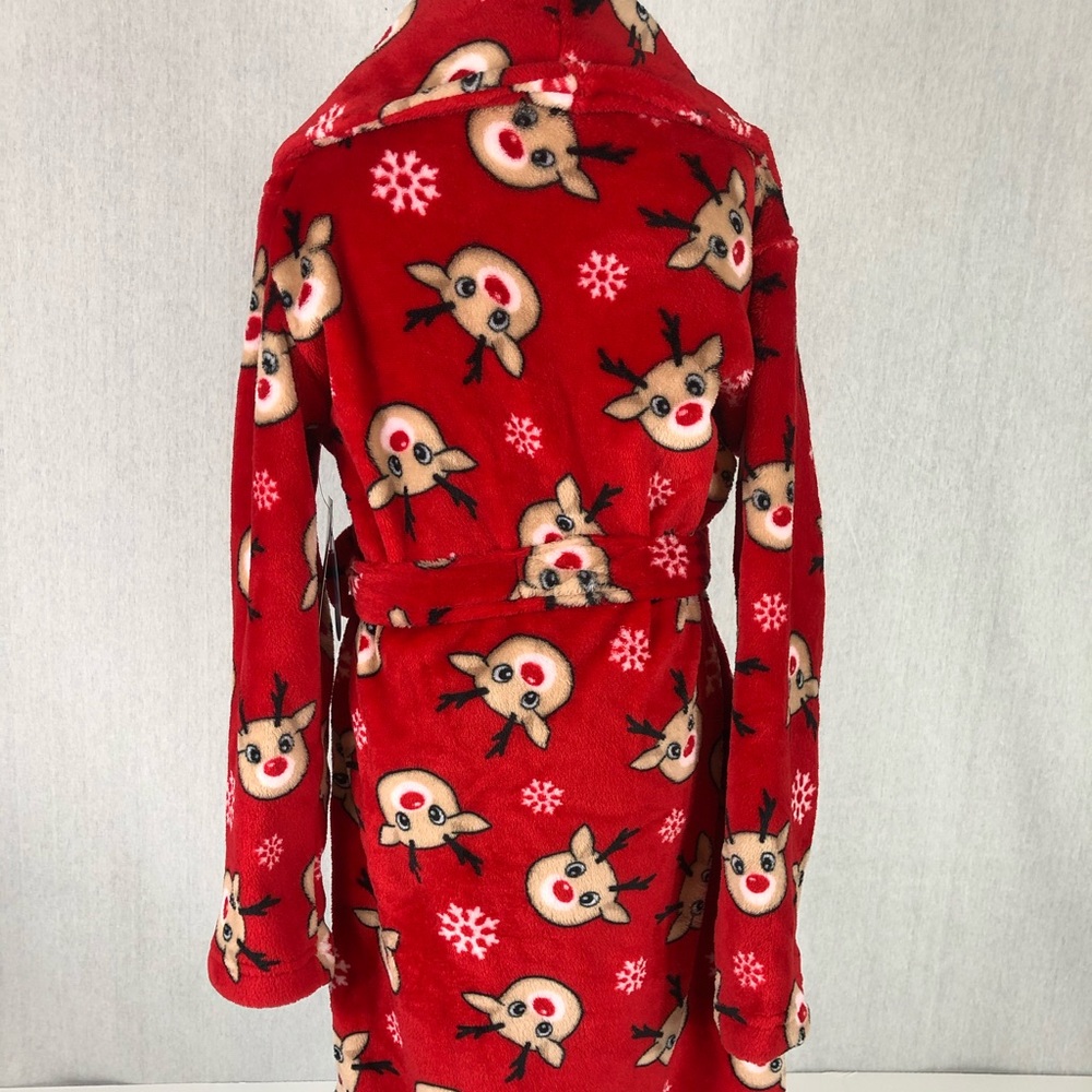 Lightning Bug 🐛 Girls Red Nose Reindeer Robe - Picture 8 of 15
